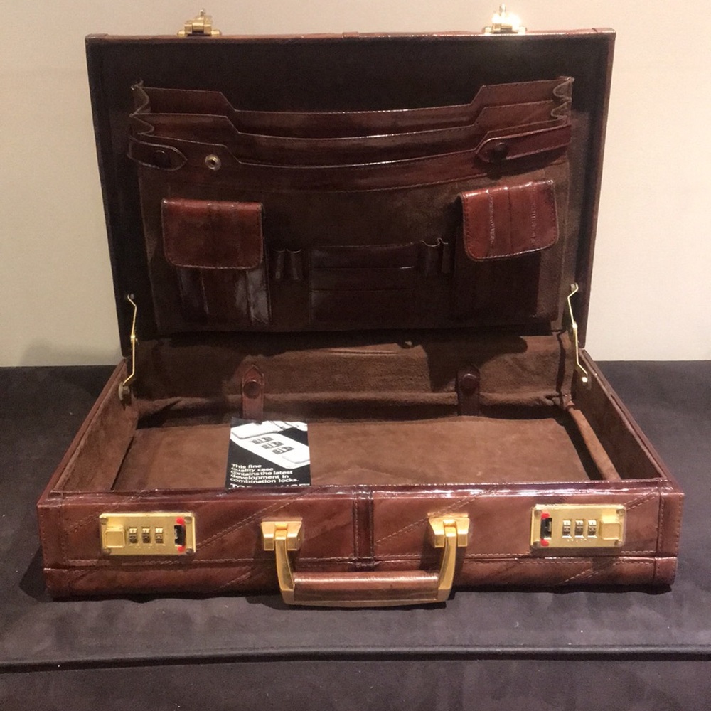 Eel skin Leather Briefcase